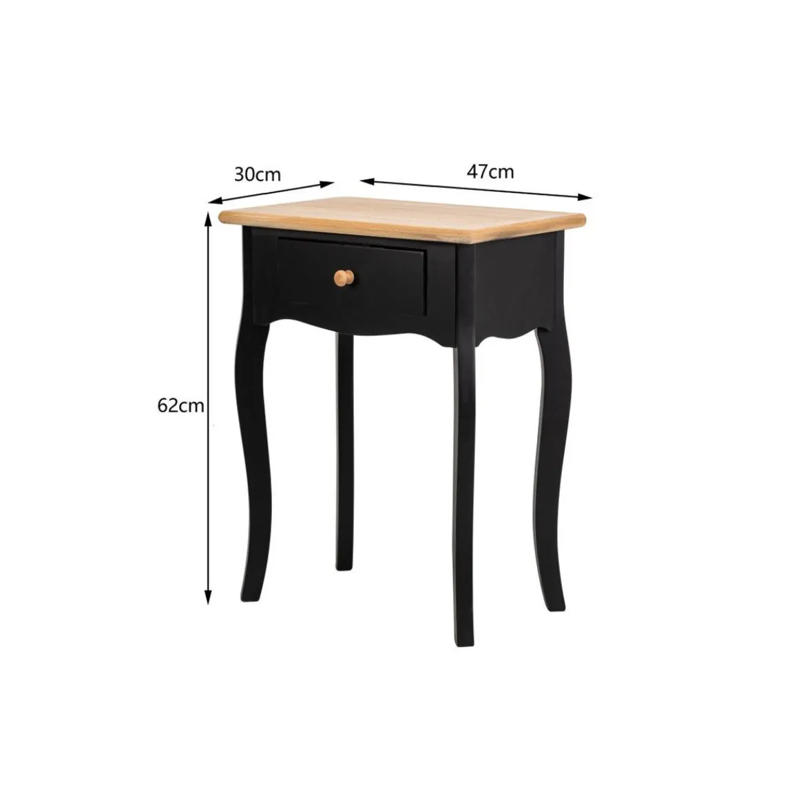Nordlys Table de chevet en bois Noir Outlet