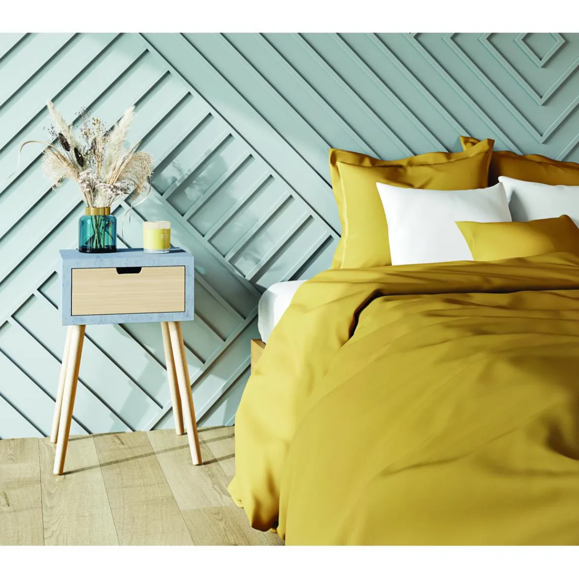 3S. x Home Table De Chevet Grise et Bois 1 Tiroir VERAH Discount