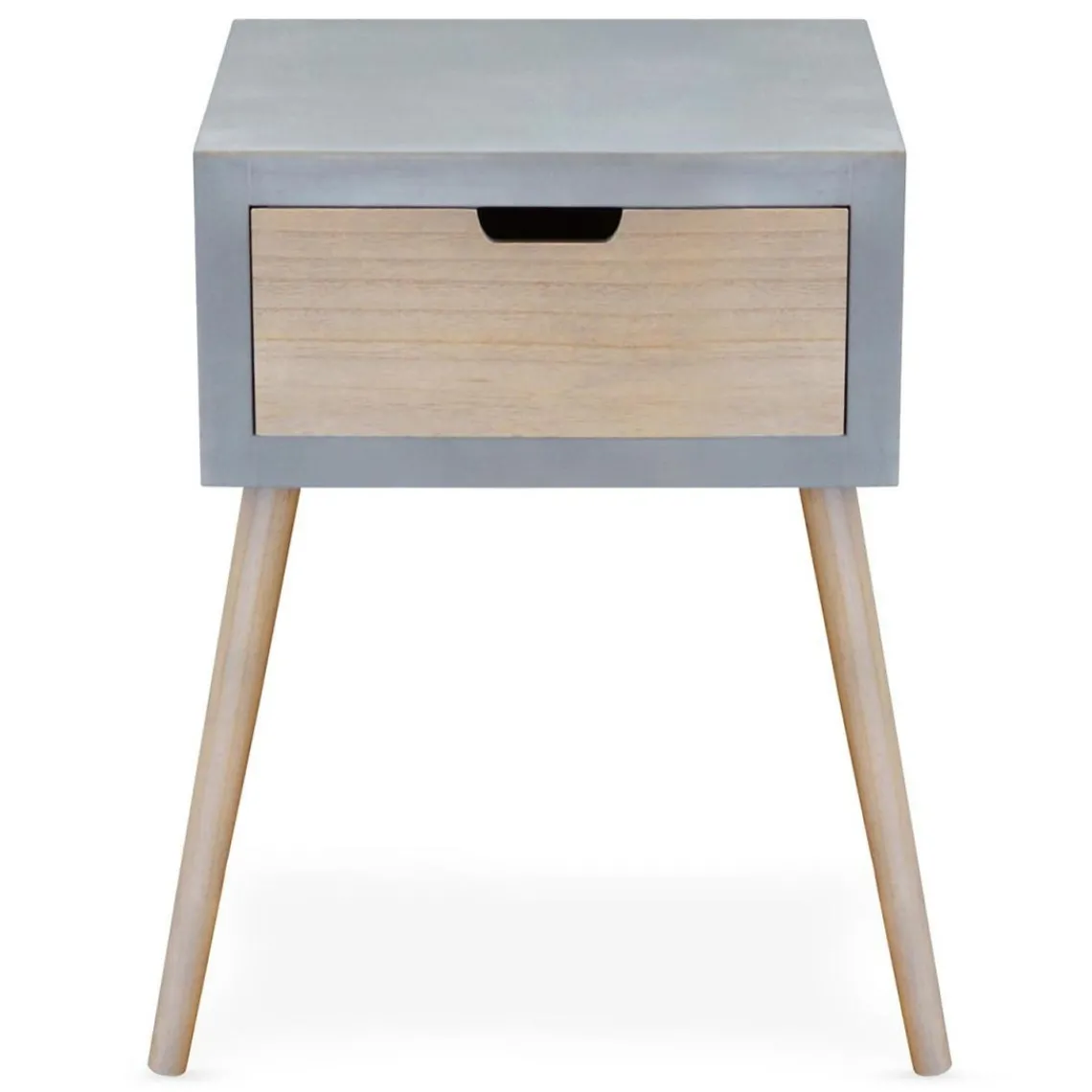 3S. x Home Table De Chevet Grise et Bois 1 Tiroir VERAH Discount
