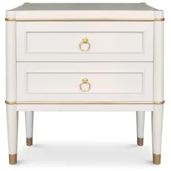 3S. x Home Table de chevet élégante 2 tiroirs Optimus Beige clair et Or Clearance