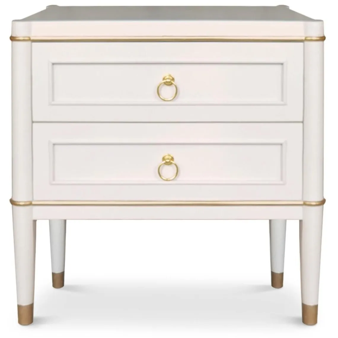 3S. x Home Table de chevet élégante 2 tiroirs Optimus Beige clair et Or Clearance