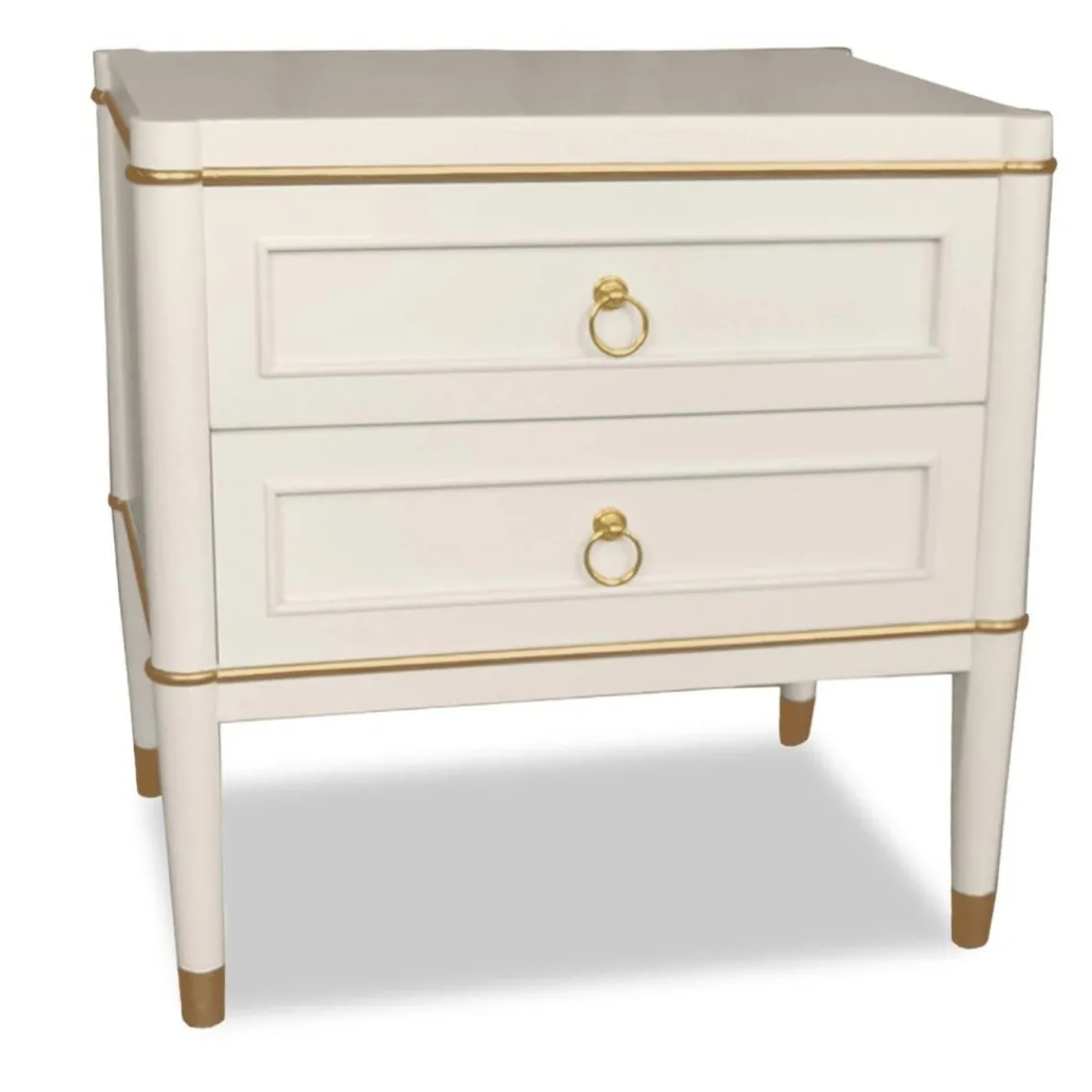 3S. x Home Table de chevet élégante 2 tiroirs Optimus Beige clair et Or Clearance