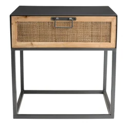 Macabane Table de chevet métal 1 tiroir cannage - DORIA New