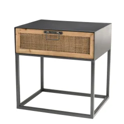Macabane Table de chevet métal 1 tiroir cannage - DORIA New