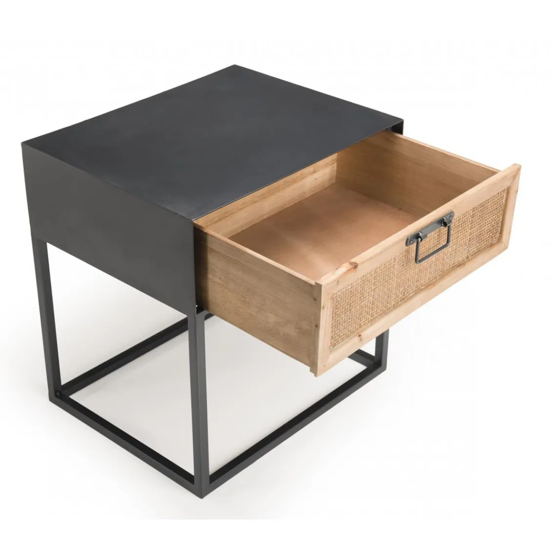 Macabane Table de chevet métal 1 tiroir cannage - DORIA New