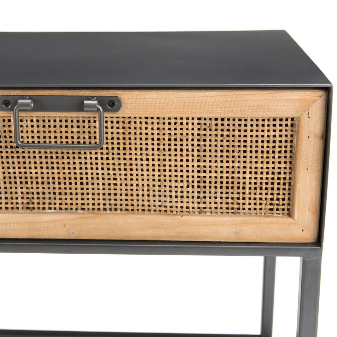 Macabane Table de chevet métal 1 tiroir cannage - DORIA New