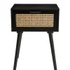 Macabane Table de chevet noir 1 tiroir cannage - MIKEL