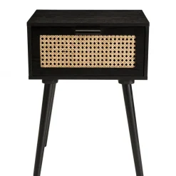 Macabane Table de chevet noir 1 tiroir cannage - MIKEL