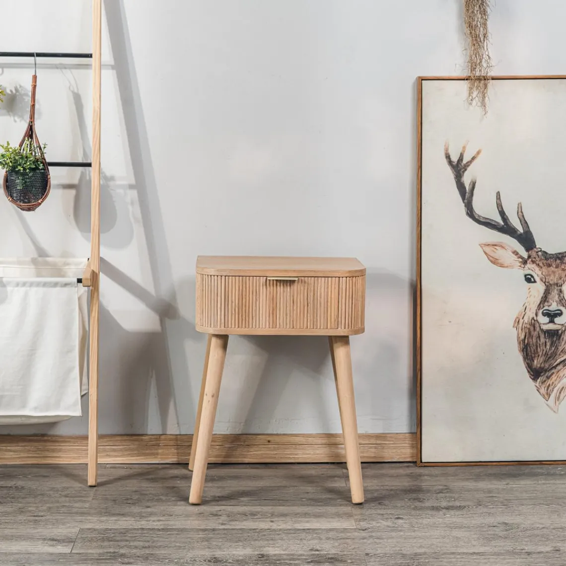 3S. x Home Table de Chevet Nuit Appoint Naturel en Bois - Nordlys Discount