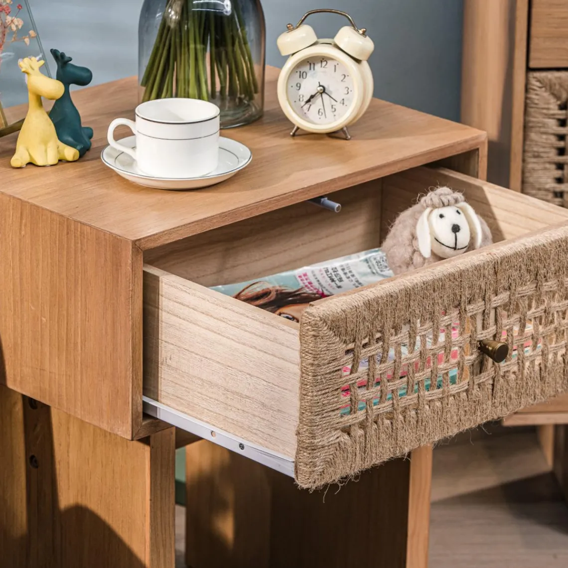 Nordlys Table de Chevet Nuit Appoint Scandinave en Bois Outlet