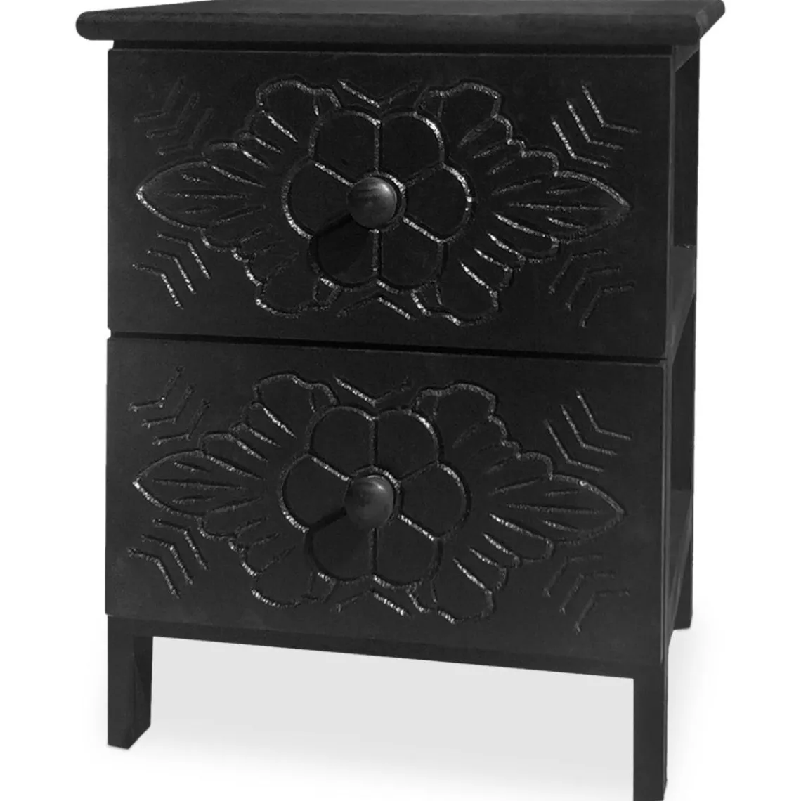 3S. x Home Table de chevet sculptée style marocain Chevignon Bois Noir Online