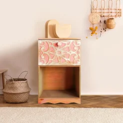 3S. x Home Table de chevet style oriental bois sculpté 1 porte Monbolyto Bois Rose Hot