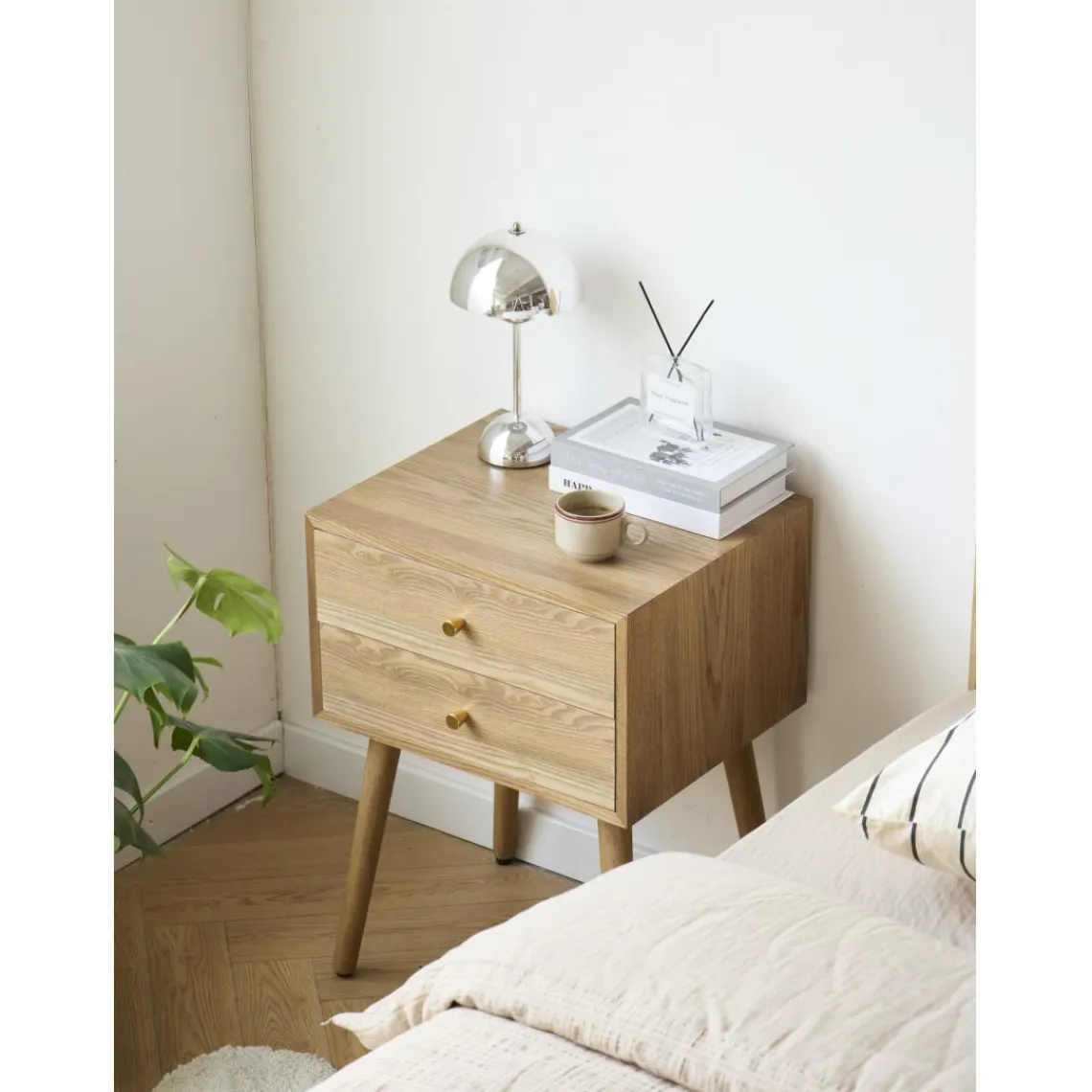 3S. x Home Table de chevet TONDER design scandinave et sa structure en bois massif Outlet