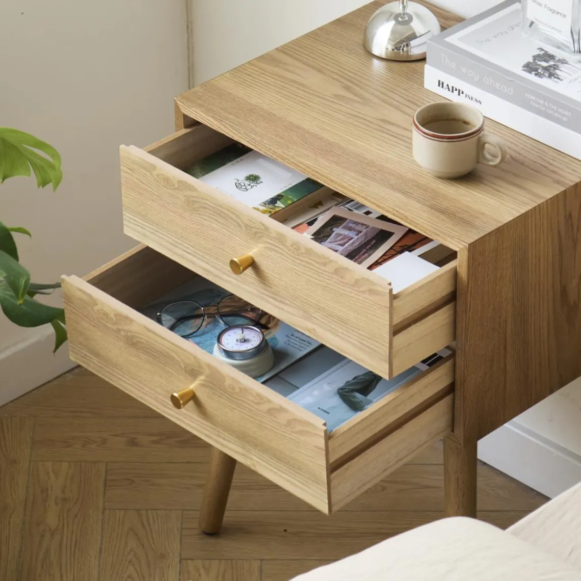 3S. x Home Table de chevet TONDER design scandinave et sa structure en bois massif Outlet
