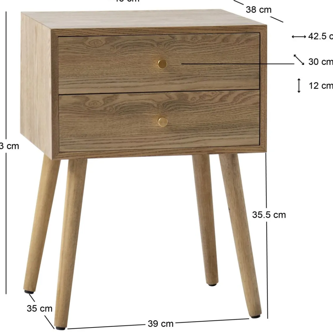 3S. x Home Table de chevet TONDER design scandinave et sa structure en bois massif Outlet