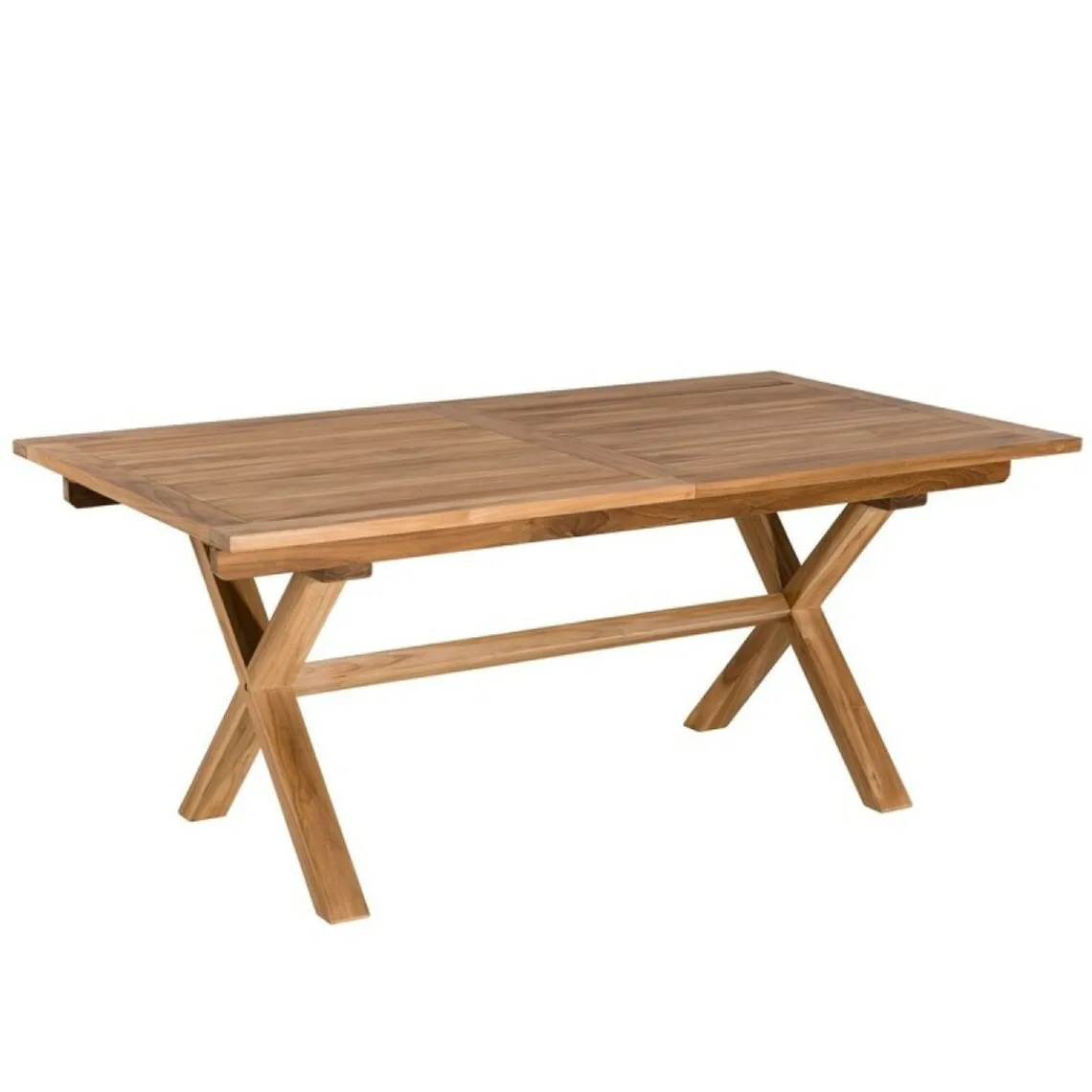 Macabane Table de jardin 8/10 personnes - rectangulaire pieds croisés extensible 180/240x100 cm en bois Teck Clearance