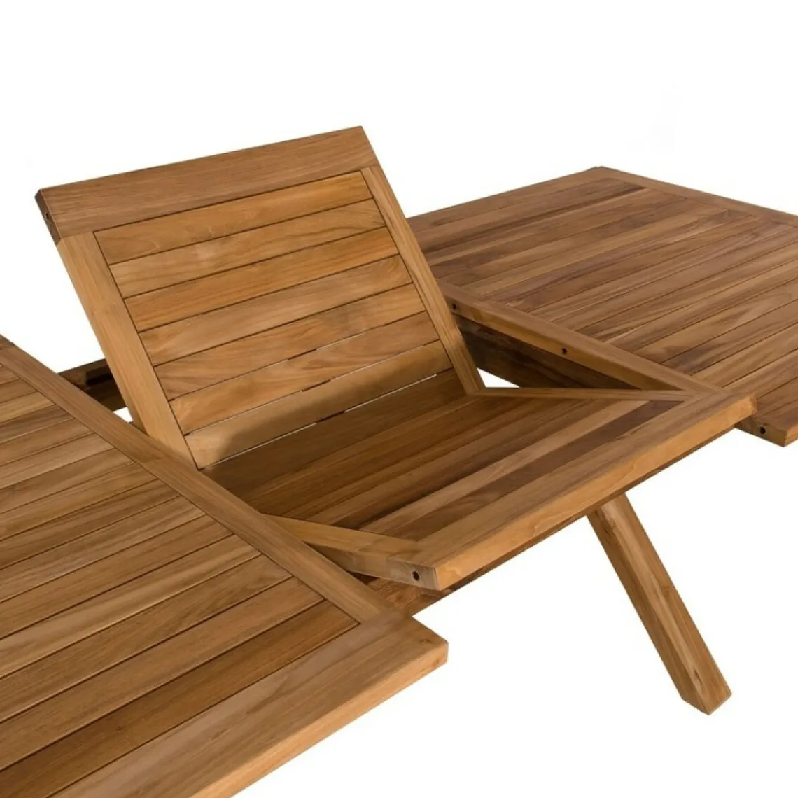 Macabane Table de jardin 8/10 personnes - rectangulaire pieds croisés extensible 180/240x100 cm en bois Teck Clearance