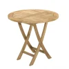 Macabane Table de jardin 2 personnes, ronde pliante 80 x 80 cm en bois Teck Best