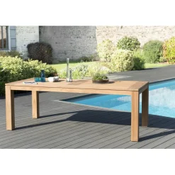 Macabane Table de jardin 6/8 personnes - DENVER 220 x 100 cm en bois Teck Discount