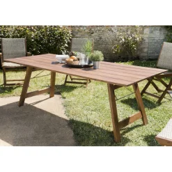 Macabane Table de jardin 6/8 personnes rectangulaire pliante 220x90 cm en bois Acacia Discount