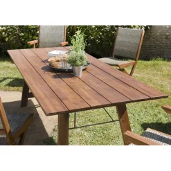 Macabane Table de jardin 6/8 personnes rectangulaire pliante 220x90 cm en bois Acacia Discount