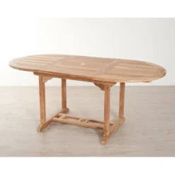 Macabane Table de jardin 4/6 personnes - ovale extensible 120/180 x 90 cm en bois Teck