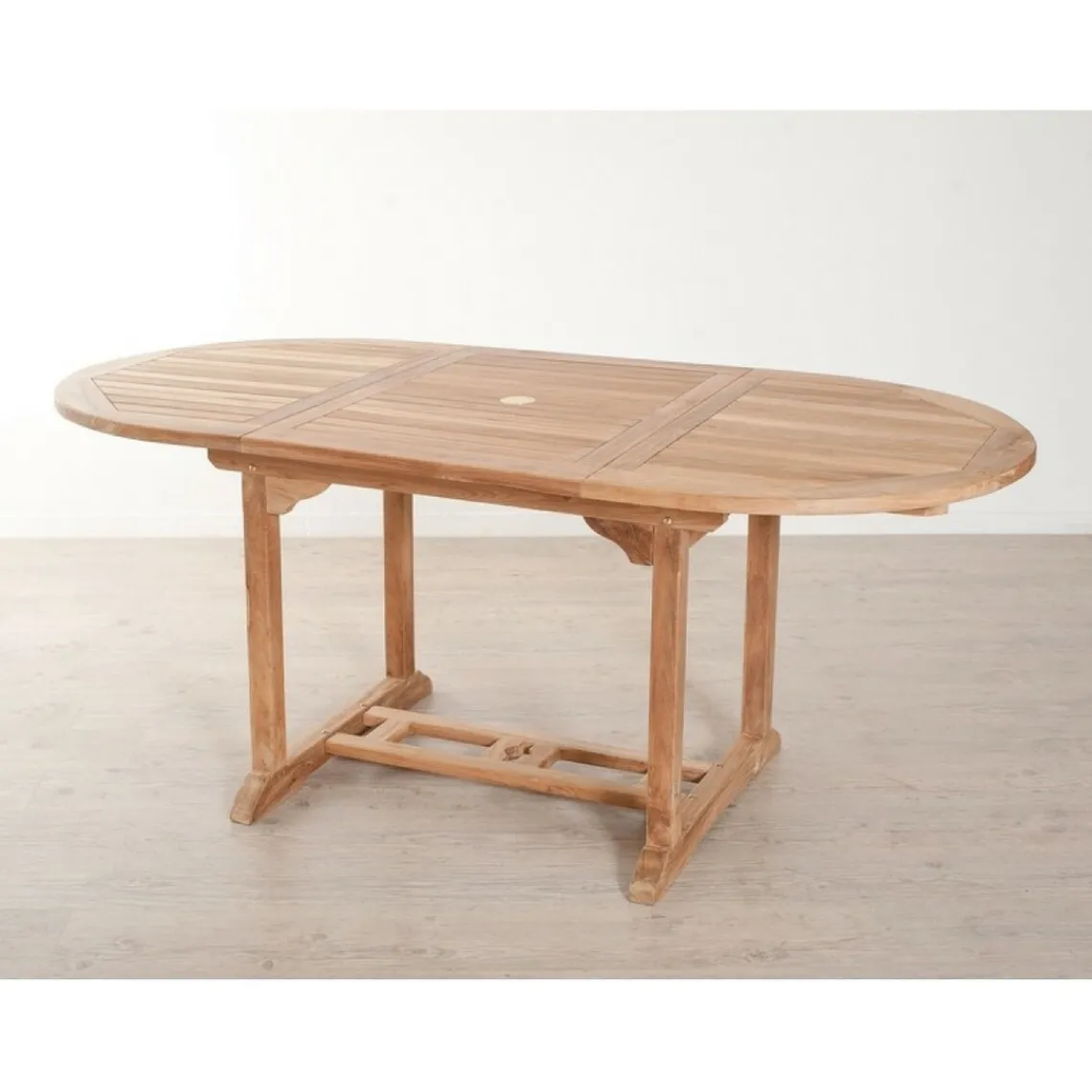 Macabane Table de jardin 4/6 personnes - ovale extensible 120/180 x 90 cm en bois Teck