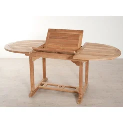 Macabane Table de jardin 4/6 personnes - ovale extensible 120/180 x 90 cm en bois Teck
