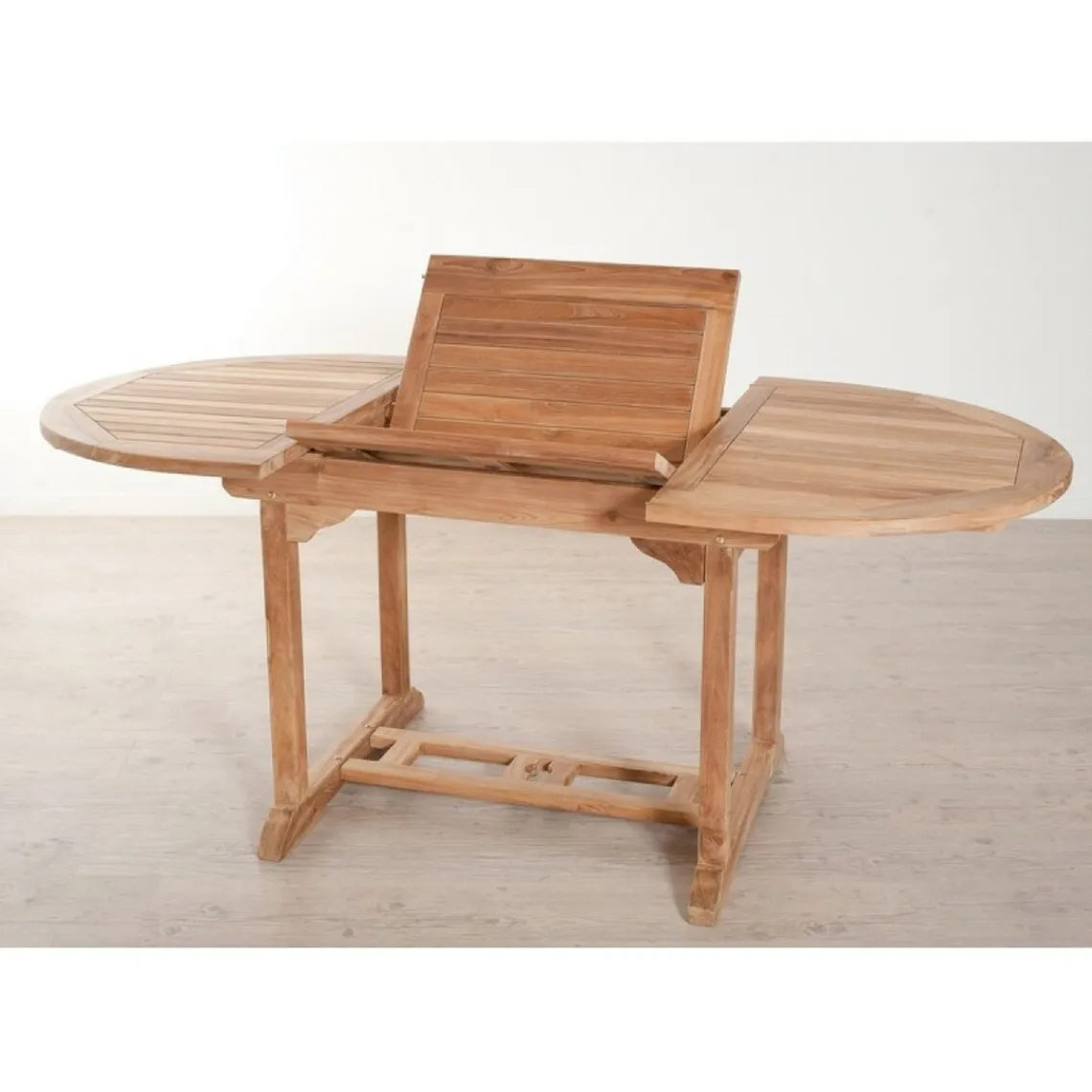 Macabane Table de jardin 4/6 personnes - ovale extensible 120/180 x 90 cm en bois Teck