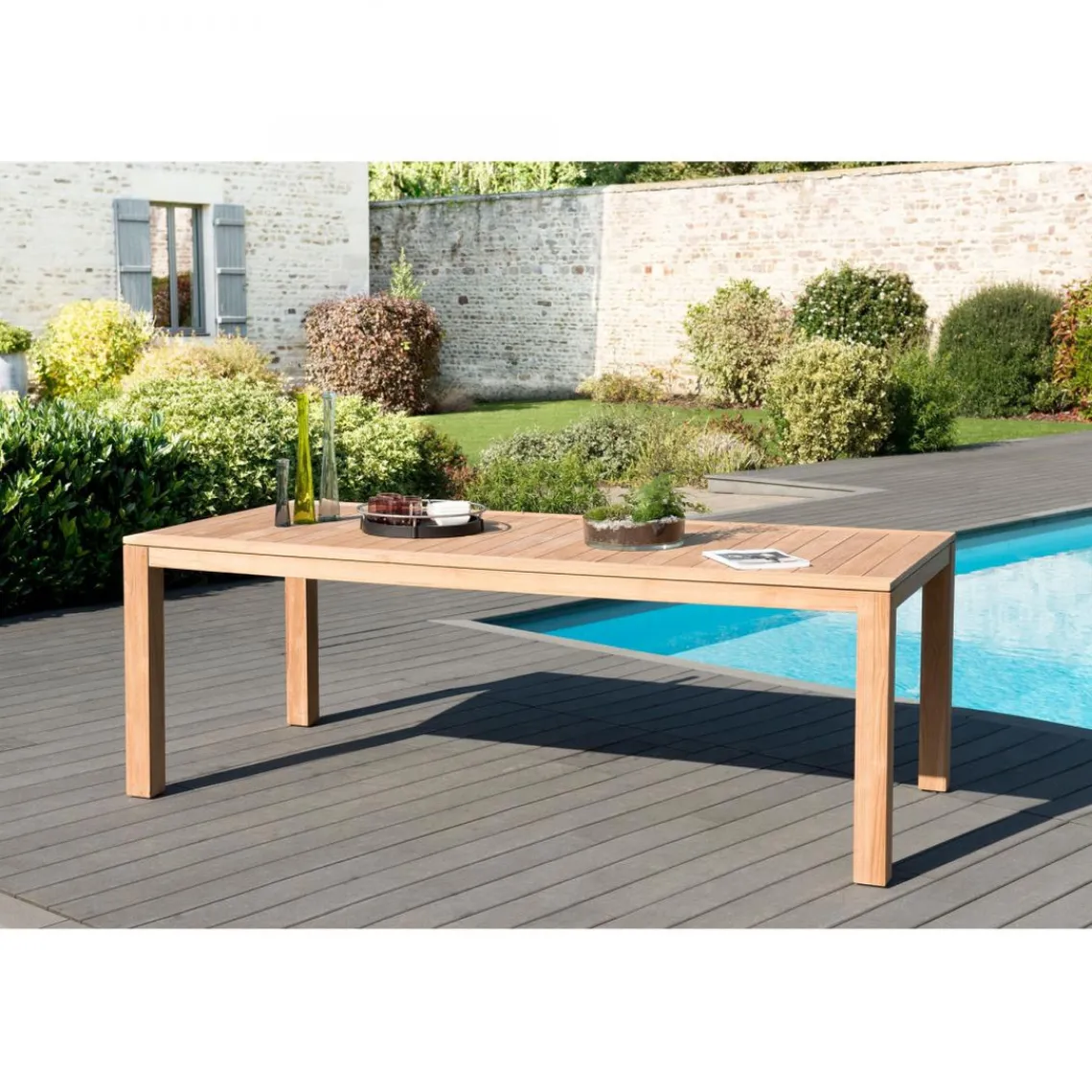 Macabane Table de jardin 6/8 personnes - VIESTE 220 x 100 cm en bois Teck Outlet