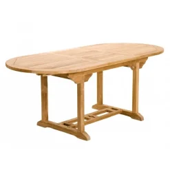Macabane Table de jardin 6/8 personnes - ovale extensible 150/200*90 cm en bois Teck Outlet