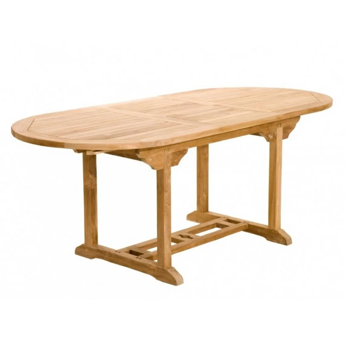 Macabane Table de jardin 6/8 personnes - ovale extensible 150/200*90 cm en bois Teck Outlet