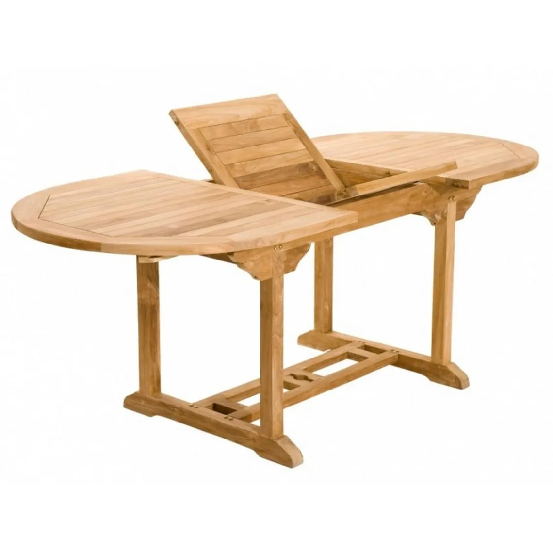 Macabane Table de jardin 6/8 personnes - ovale extensible 150/200*90 cm en bois Teck Outlet
