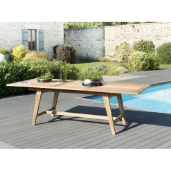 Macabane Table de jardin 8/10 personnes - rectangulaire scandi extensible 180/240x100 cm en bois Teck Hot