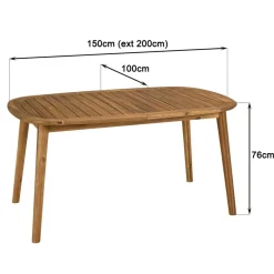 Macabane Table de jardin en acacia huilé extensible New