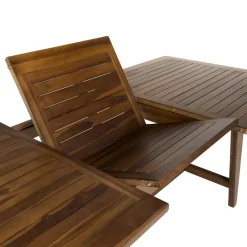 Macabane Table de jardin HANNA 8/10 personnes - rectangulaire scandi extensible 180/240x100cm en bois teck huilé Outlet