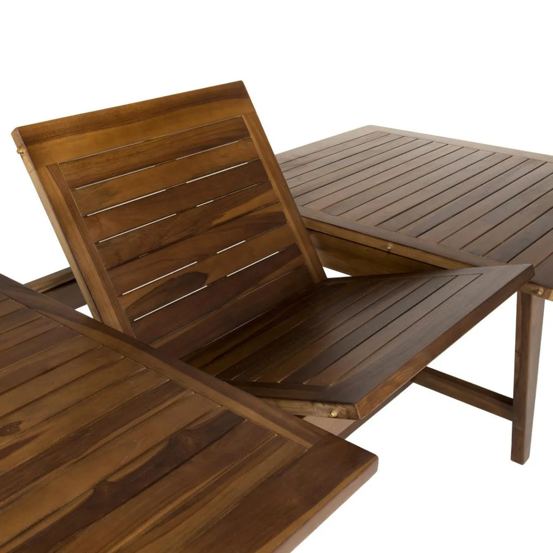 Macabane Table de jardin HANNA 8/10 personnes - rectangulaire scandi extensible 180/240x100cm en bois teck huilé Outlet