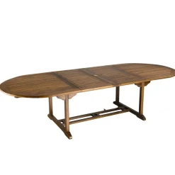 Macabane Table de jardin HANNA 10/12 personnes - ovale double extension 200/300 x 120 cm en bois teck huilé Discount