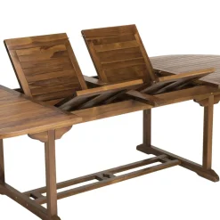 Macabane Table de jardin HANNA 10/12 personnes - ovale double extension 200/300 x 120 cm en bois teck huilé Discount