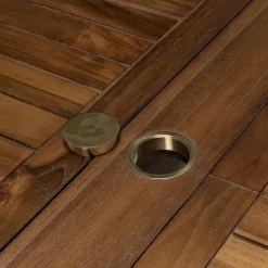 Macabane Table de jardin HANNA 10/12 personnes - ovale double extension 200/300 x 120 cm en bois teck huilé Discount