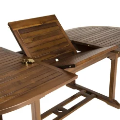 Macabane Table de jardin HANNA 8/10 personnes - Table ovale extensible 180/240 x 100 cm en bois teck huilé Hot