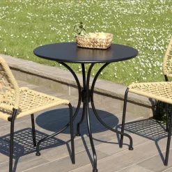 Macabane Table de jardin ronde 2 personnes 70x70cm VIANNEY Hot