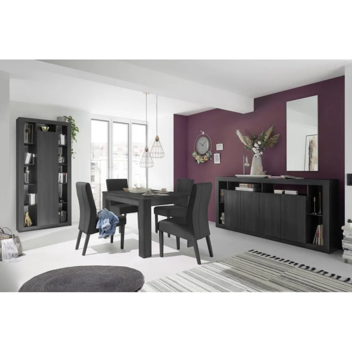 3S. x Home Table de repas chene noir Discount