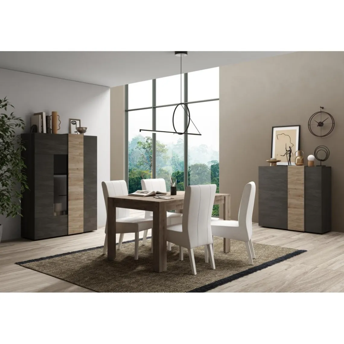 3S. x Home Table de repas 140cm extensible FIRENZE décor chene noyer Clearance