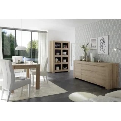 3S. x Home Table de repas 140cm extensible FIRENZE décor chene noyer Clearance