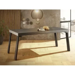 3S. x Home Table de repas gris pieds en metal New