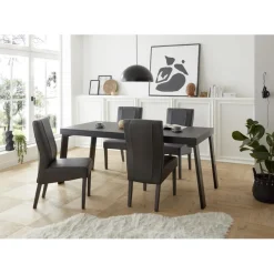 3S. x Home Table de repas gris pieds en metal New