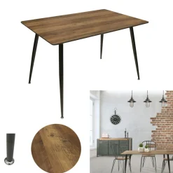 3S. x Home Table de Repas Imitation Bois 115X75X75cm Hot
