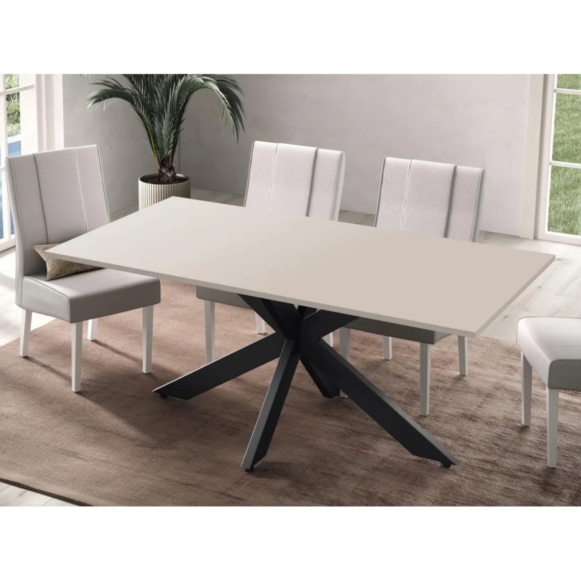 3S. x Home Table de repas pieds métal en Panneau de particules SPIDER Hot