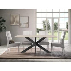 3S. x Home Table de repas pieds métal en Panneau de particules SPIDER Hot